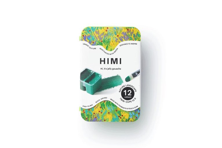 Gouache HIMI Twin Cup Set - 12 Nature Landscape Colours (Apple Green Case), Övrigt