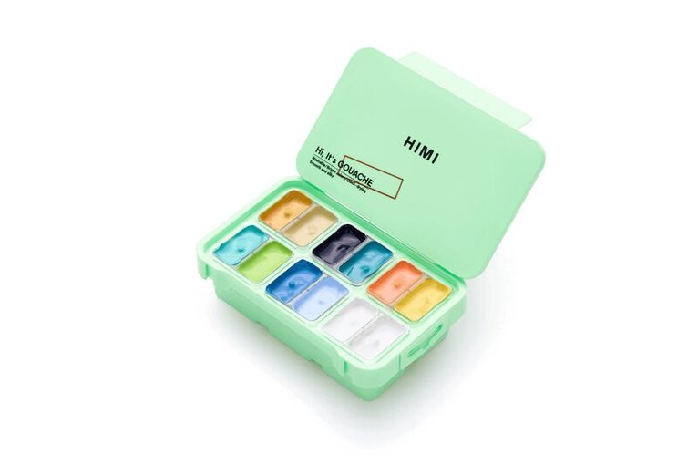 Gouache HIMI Twin Cup Set - 12 Sunny Seaside Colours (Green Case), Övrigt. Tillgänglighet: Lägg i varukorg