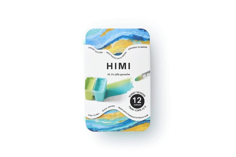 Gouache HIMI Twin Cup Set - 12 Sunny Seaside Colours (Green Case), Övrigt