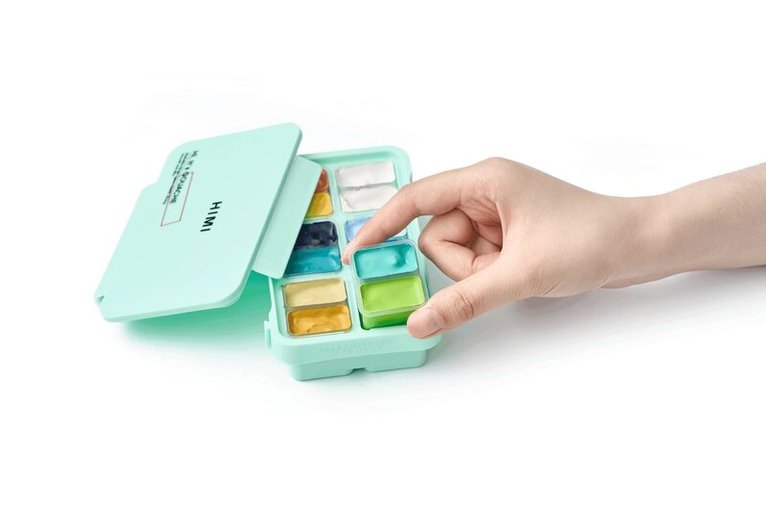 Gouache HIMI Twin Cup Set - 12 Sunny Seaside Colours (Green Case), Övrigt