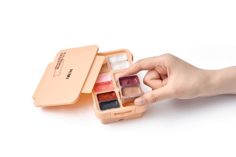 Gouache HIMI Twin Cup Set - 12 Lovely Portrait Colours (Peach Case), Övrigt