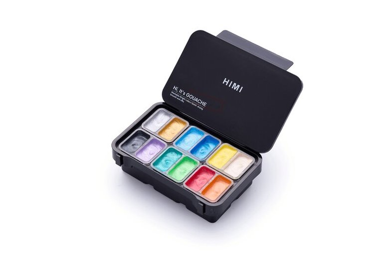 Gouache HIMI Twin Cup Set - 12 Shiny Metallic Colours (Black Case), Övrigt. Tillgänglighet: Lägg i varukorg