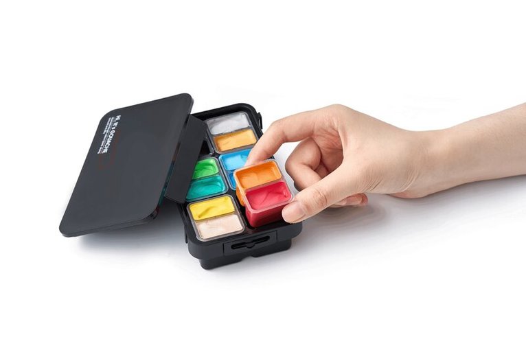 Gouache HIMI Twin Cup Set - 12 Shiny Metallic Colours (Black Case), Övrigt