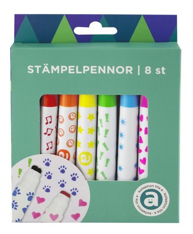 Stämpelpenna 8 färger