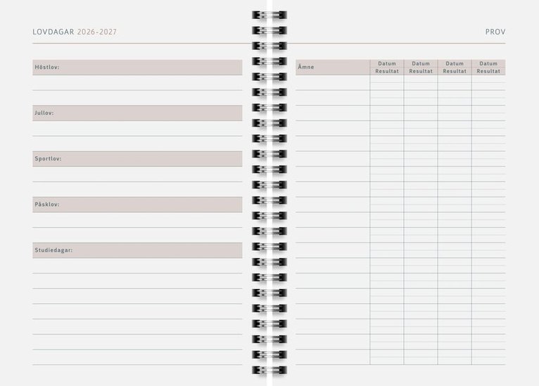 Kalender 2026-2027 A5 Black, Övrigt