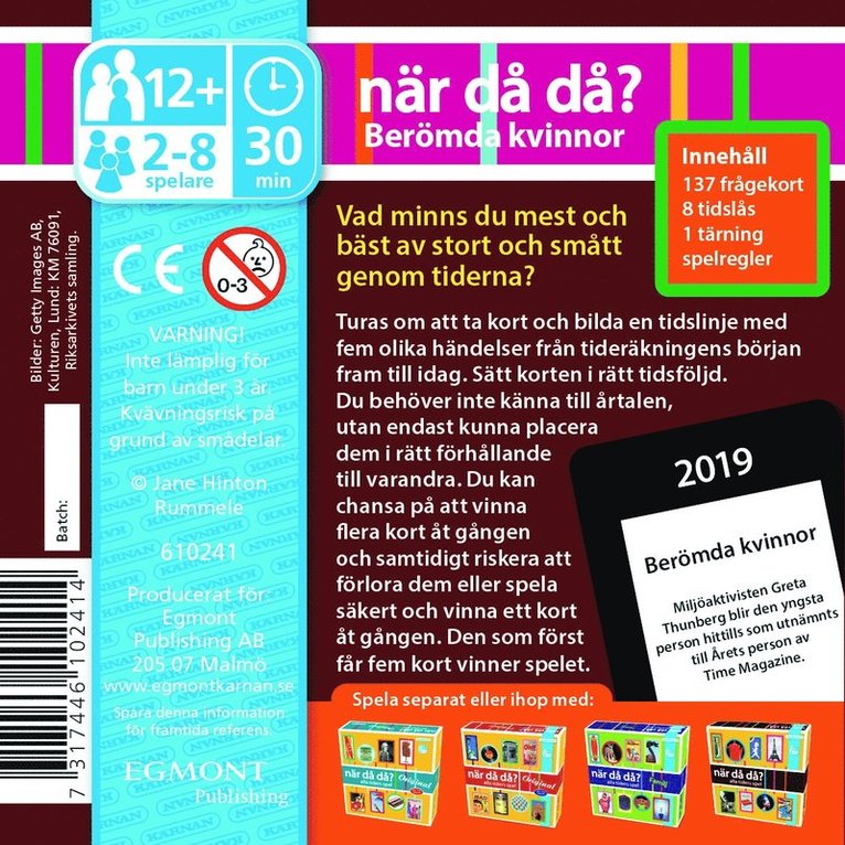 När då då?! Pocket - Berömda kvinnor, Övrigt