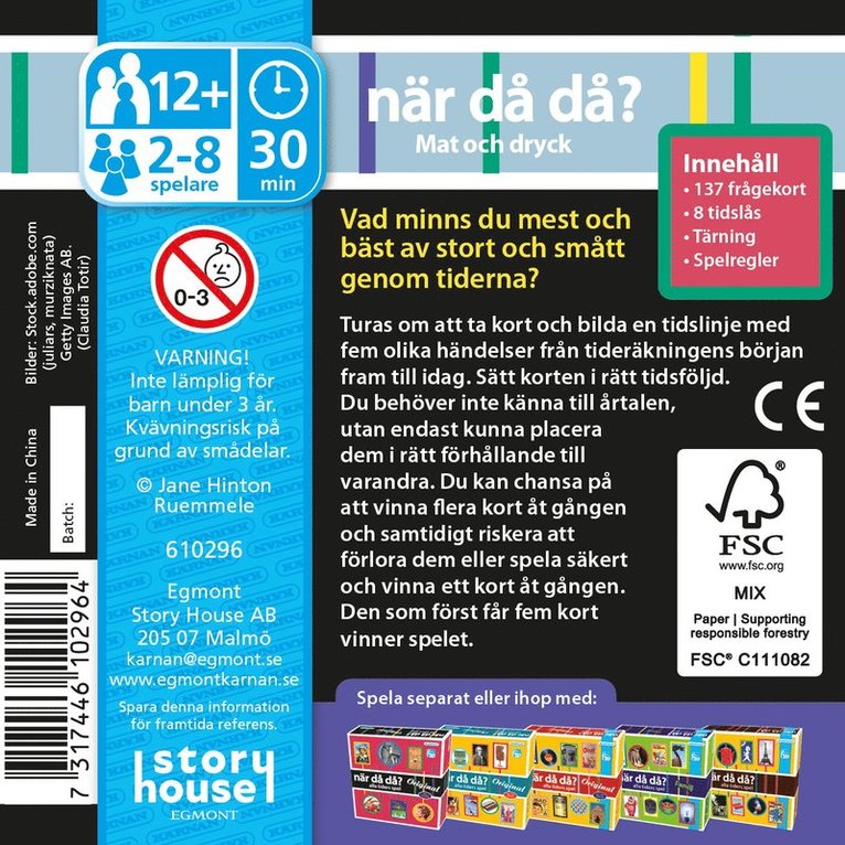 När då då? pocket - Mat och dryck, Övrigt