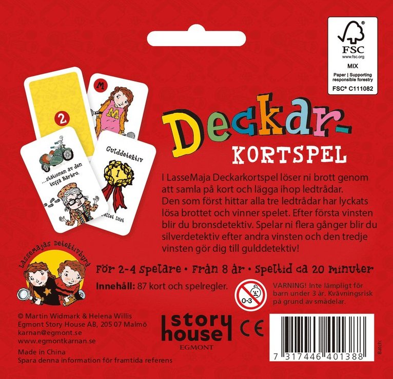 Spel Lassemaja deckarkortspel, Övrigt