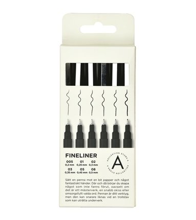 Fineliner 6-pack svart