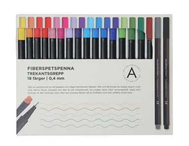 Fiberspetspenna 0,4mm 18 f&auml;rger