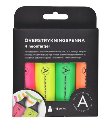 &Ouml;verstrykningspenna neon 4 f&auml;rger