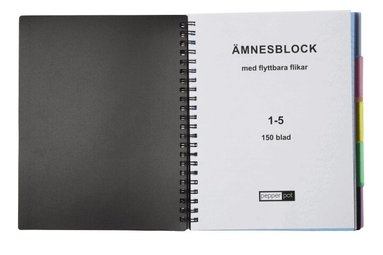 Ämnesblock A4 - 5 flikar Svart, Övrigt