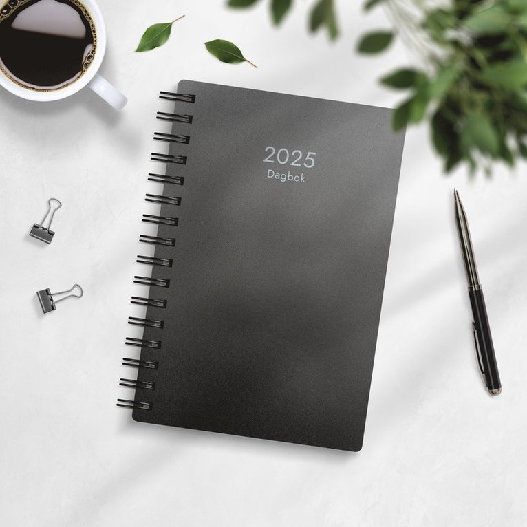 Kalender 2025 Dagbok svart PP-plast, Övrigt