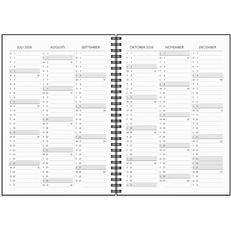 Kalender 2026-2027 Få det gjort, Övrigt