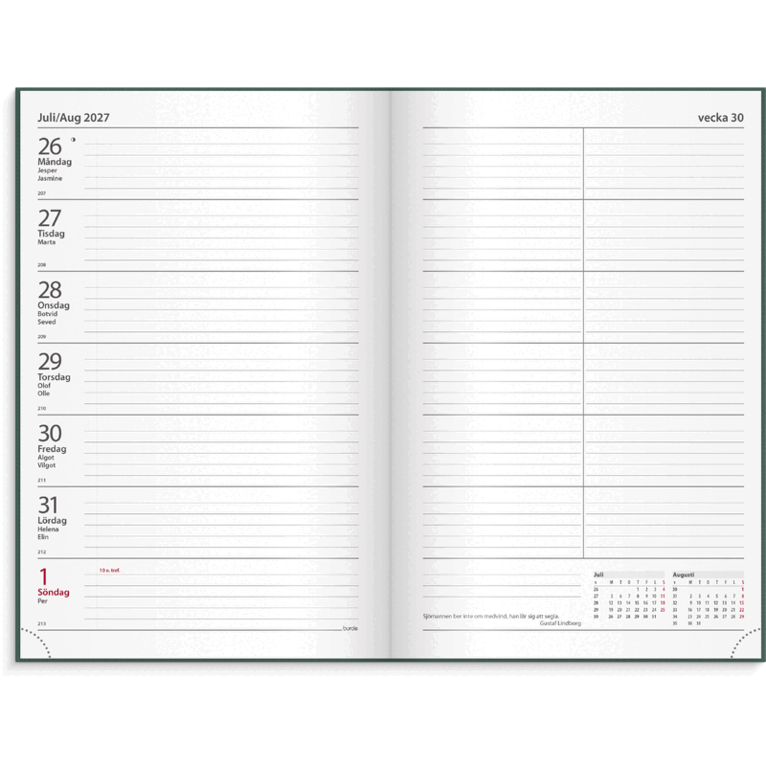 Kontorskalender 2027 grön, Övrigt
