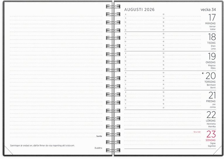 Kalender 2026 Liten Veckokalender refill, Övrigt