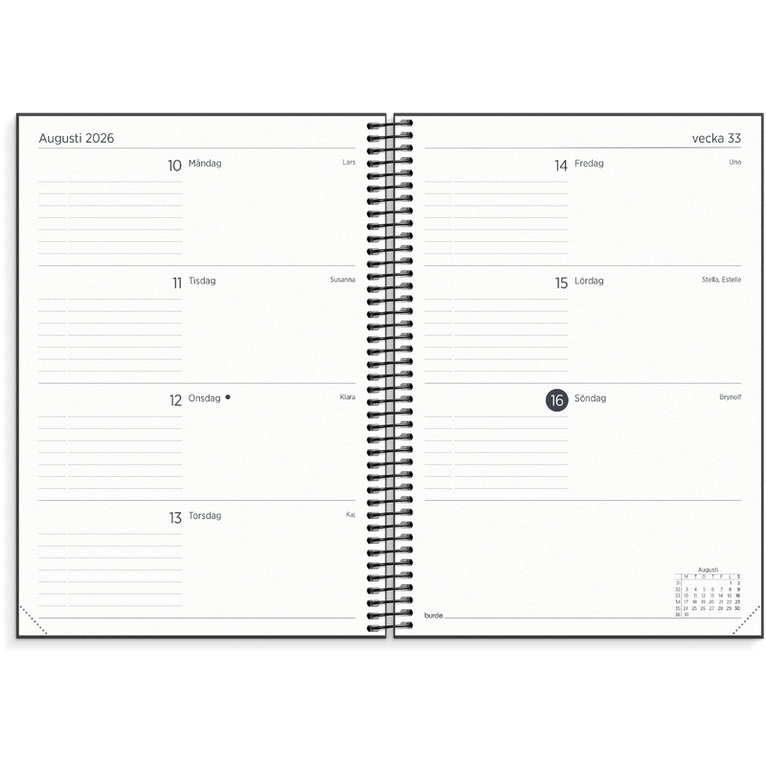 Kalender 2026-2027 Organizer & Notes svart, Övrigt