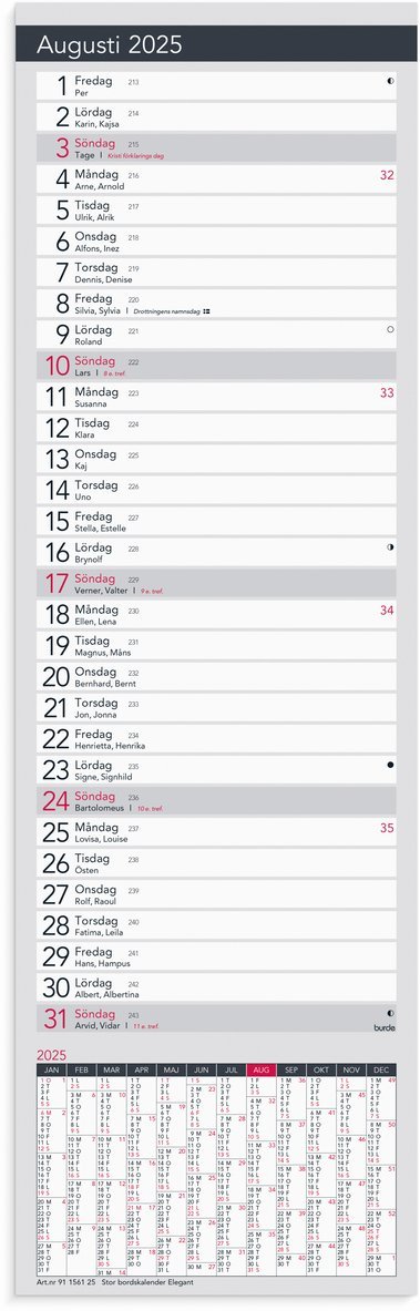 Kalender 2025 Stor Bordskalender Elegant, Övrigt