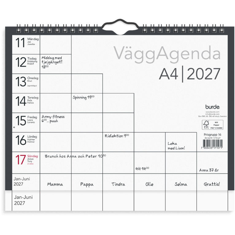 Väggagenda 2027 A4, Övrigt