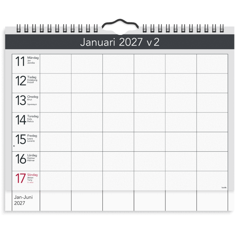 Väggagenda 2027 A4, Övrigt