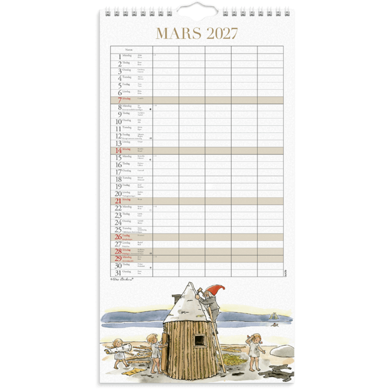 Familjekalender 2027 Elsa Beskow, Övrigt