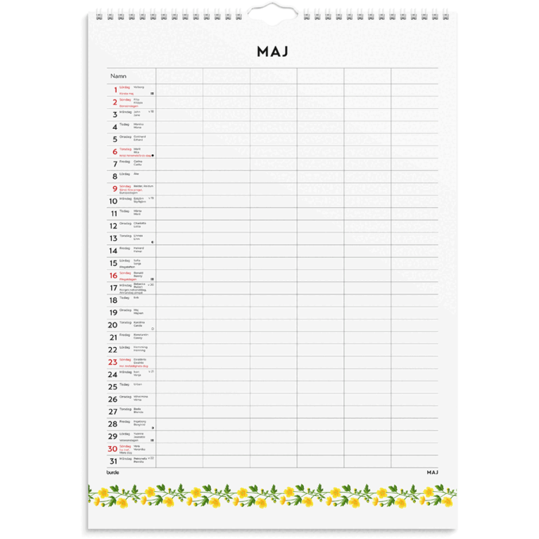 Familjekalender 2027 Illustrerad blomster, Övrigt