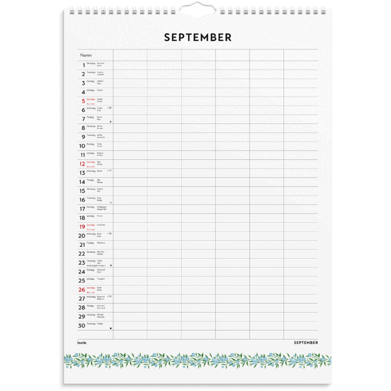 Familjekalender 2027 Illustrerad blomster, Övrigt