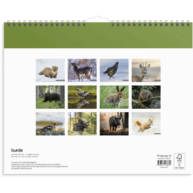 Väggkalender 2027 Jaktkalender, Övrigt