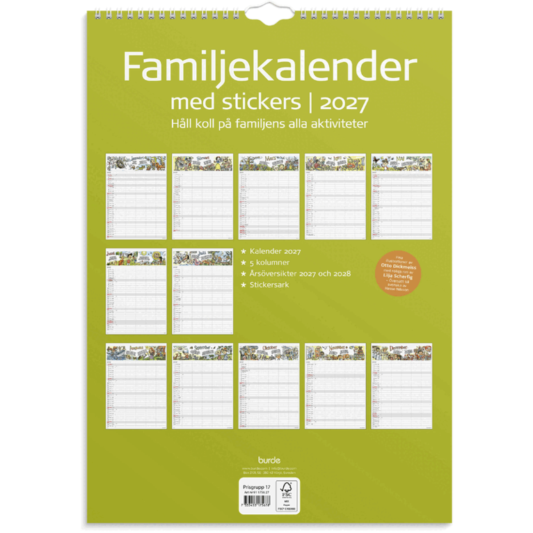 Familjekalender 2027 Stickers, Övrigt