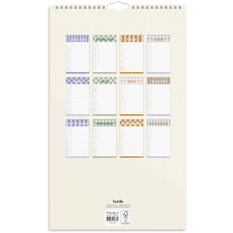 Familjekalender 2027 Color Blocking, Övrigt
