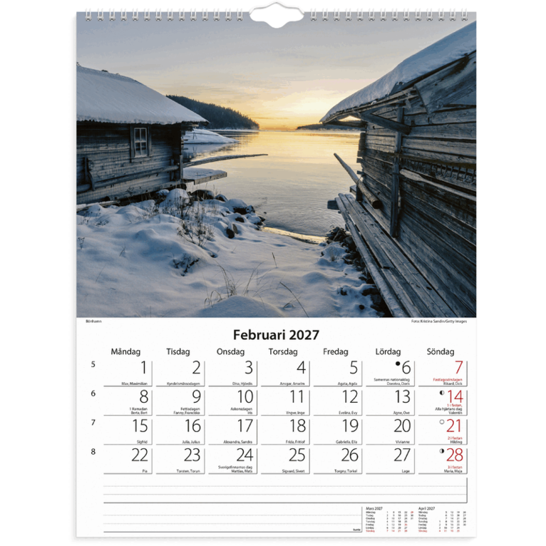 Väggkalender 2027 Svenska kusten, Övrigt
