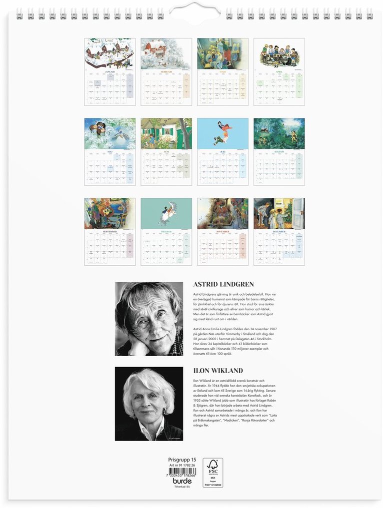 Väggkalender 2026 Ilon Wikland, Övrigt