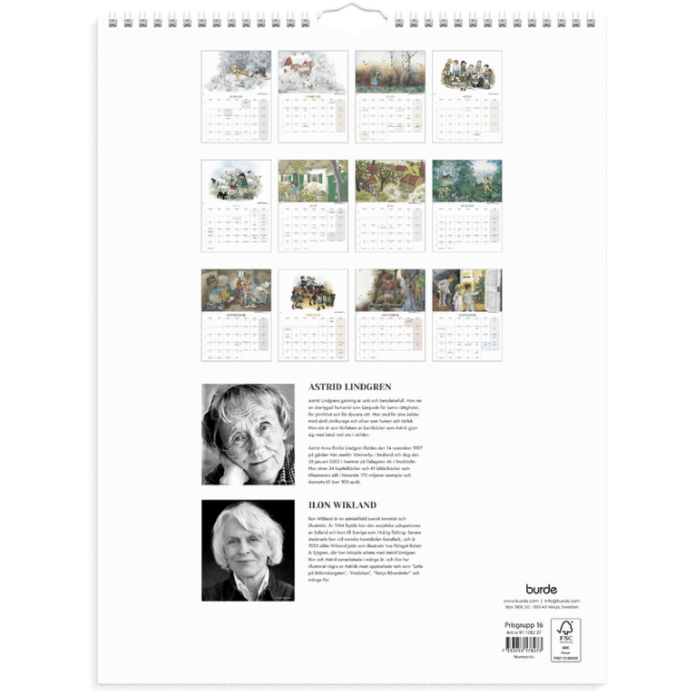 Väggkalender 2027 Ilon Wikland, Övrigt