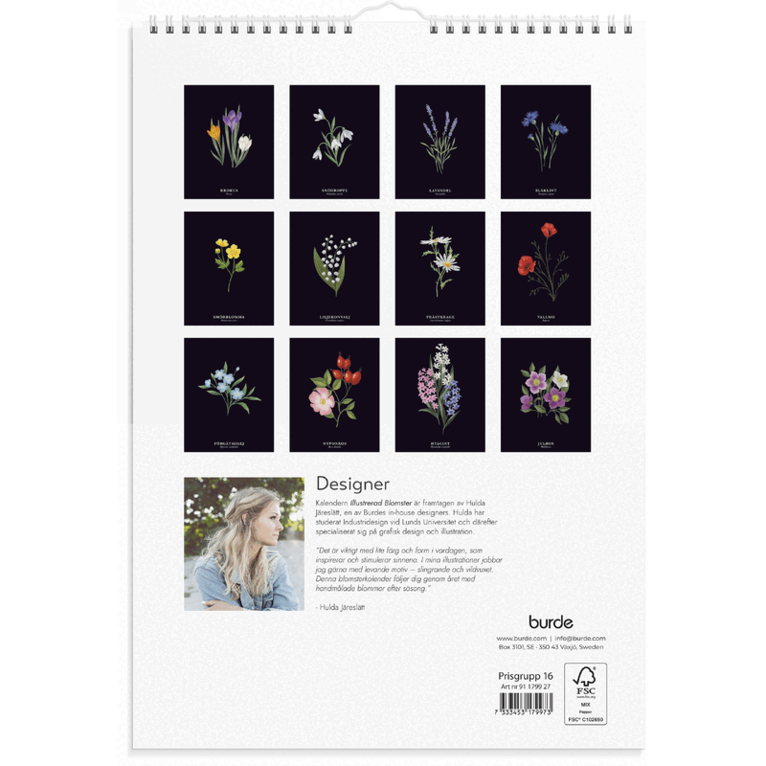 Väggkalender 2027 Illustrerad blomster, Övrigt