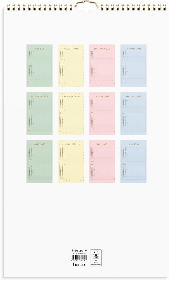 Familjekalender 2025-2026 Color, Övrigt