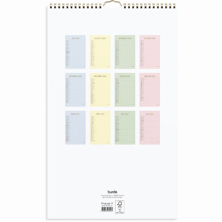 Familjekalender 2026-2027 Color, Övrigt