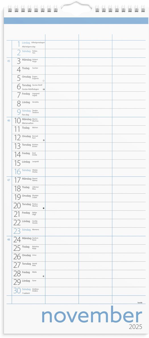 Familjekalender 2025-2026 Lilla, Övrigt