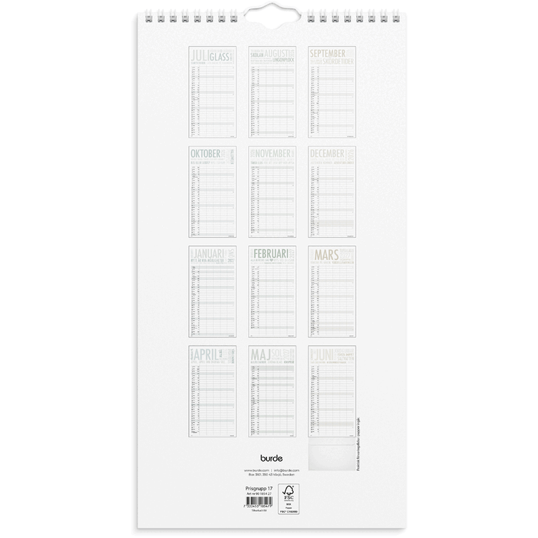 Familjekalender 2026-2027 TrendArt, Övrigt