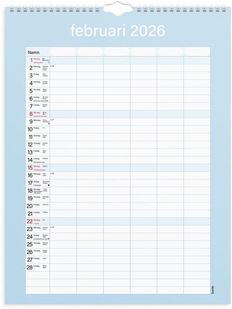 Familjekalender 2025-2026 Praktisk, Övrigt