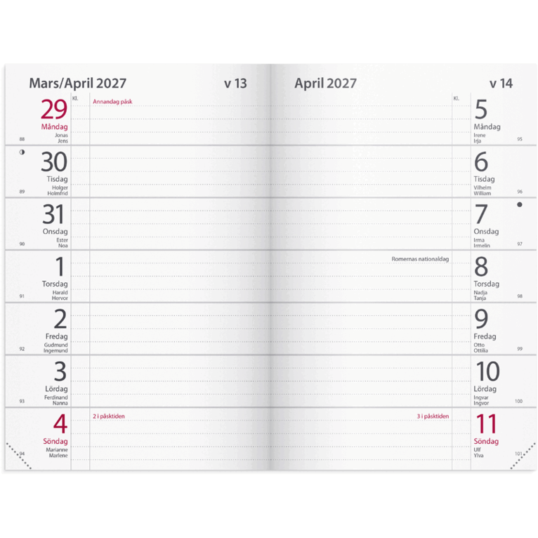 Kalender Maxinote 2027 blå kartong, Övrigt