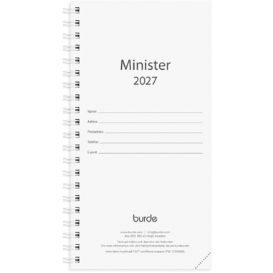 Kalender 2027 Minister refill, Övrigt