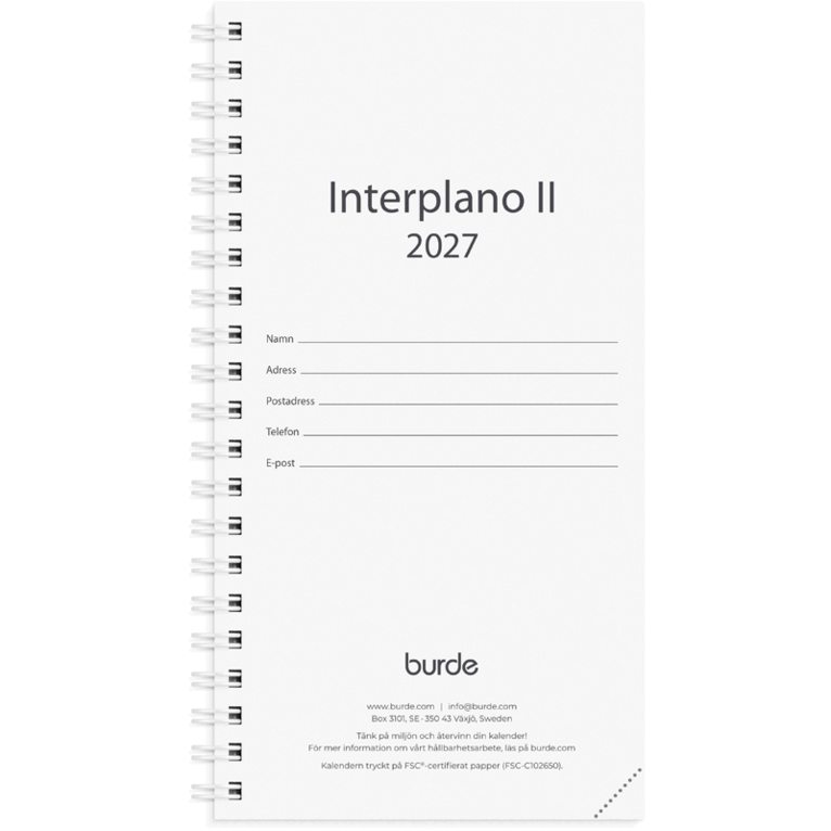 Kalender 2027 Interplano II refill, Övrigt