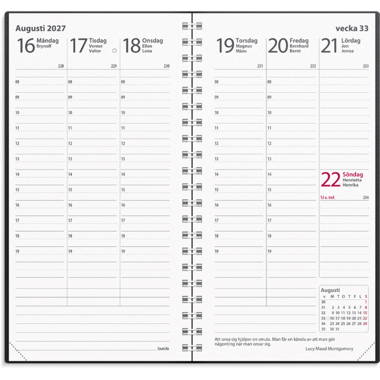 Kalender 2027 Interplano II svart konstläder, Övrigt
