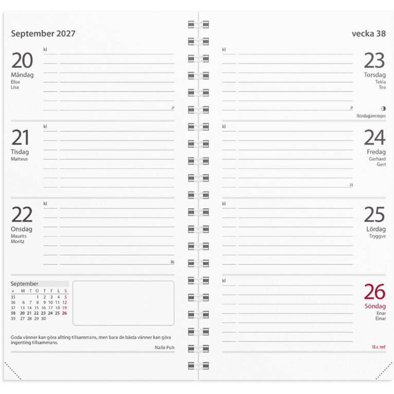 Kalender 2027 Master refill, Övrigt