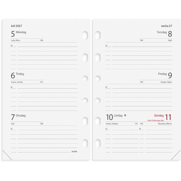 Compact Systemkalender 2027 svart skinn, Övrigt