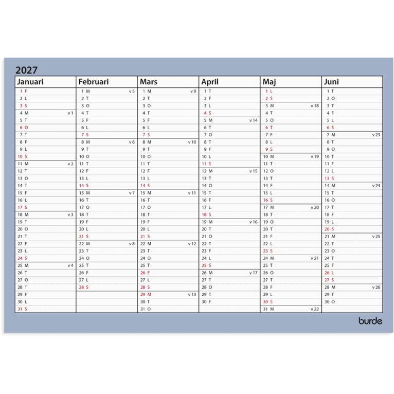 Väggkalender Väggblad A4 2026-2027, Övrigt