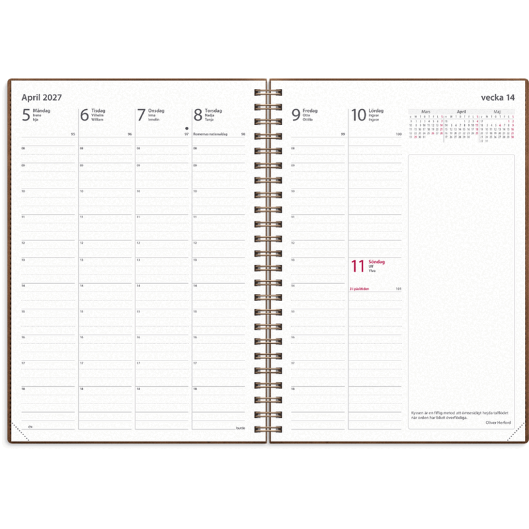 Kalender 2027 Business A5 Twist brun, Övrigt