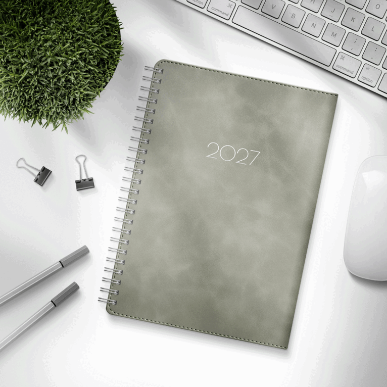 Kalender 2027 Business A5 Twist grå, Övrigt