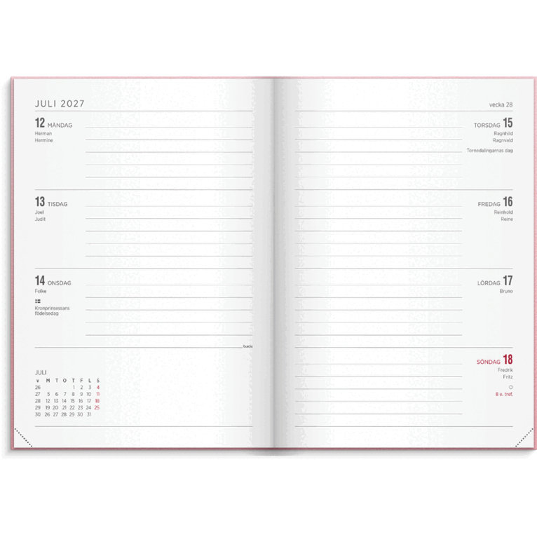 Kalender 2027 Senator A5 Vega rosa, Övrigt