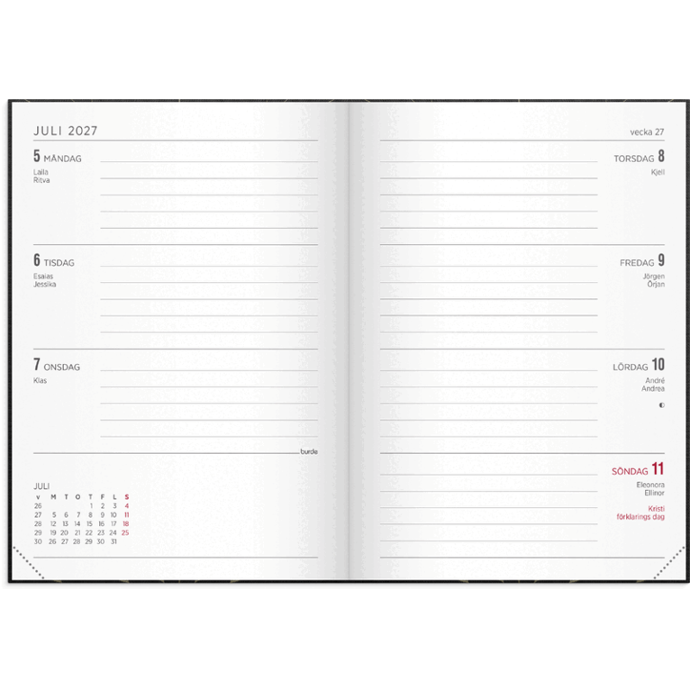 Kalender 2027 Senator A6 Flora, Övrigt